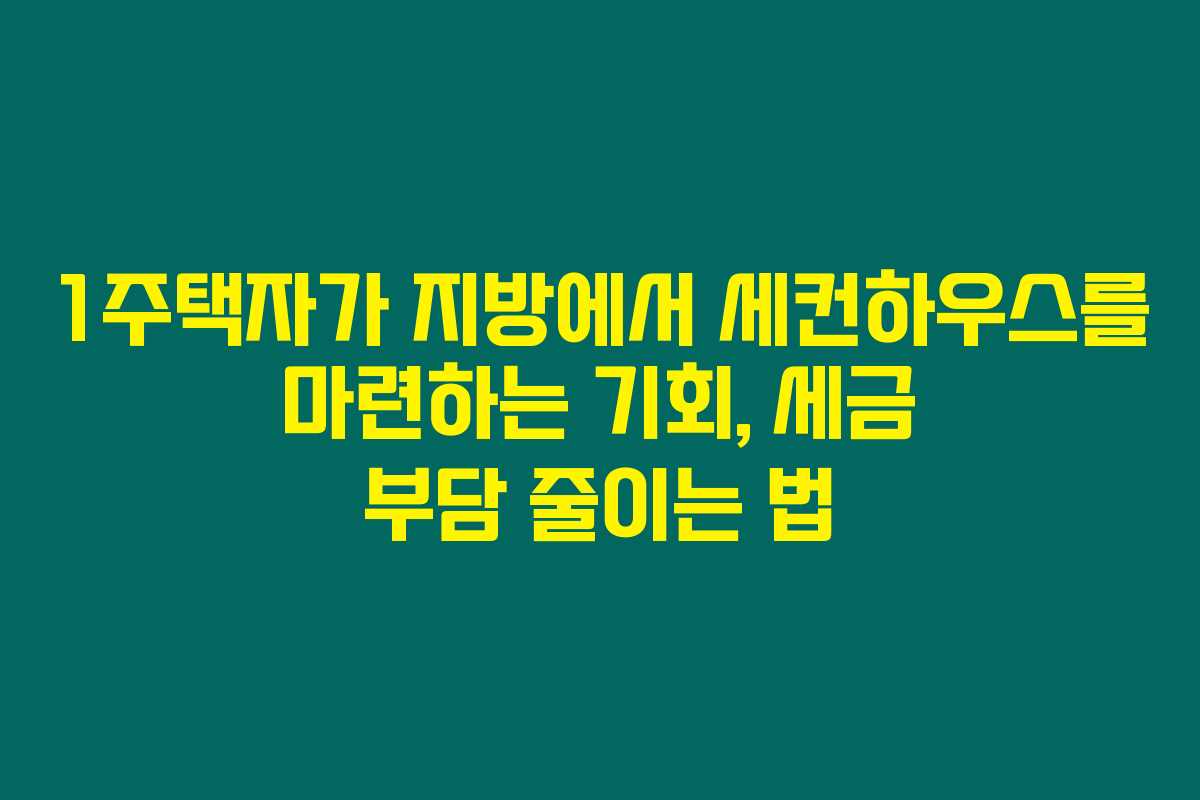 1주택자가 지방에서 세컨하우스를 마련하는 기회, 세금 부담 줄이는 법
