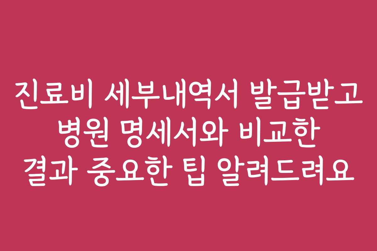 진료비 세부내역서 발급받고 병원 명세서와 비교한 결과 중요한 팁 알려드려요