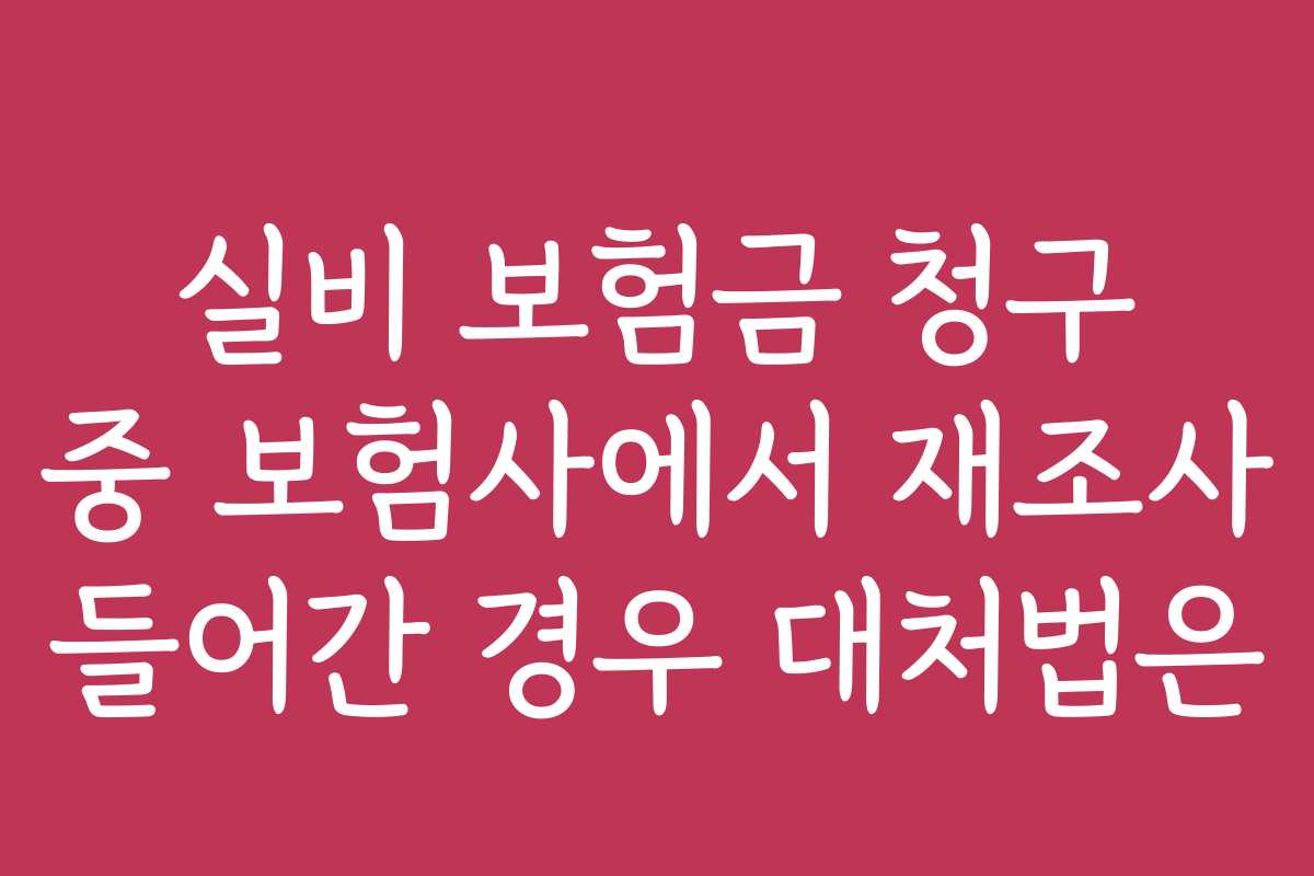 실비 보험금 청구 중 보험사에서 재조사 들어간 경우 대처법은
