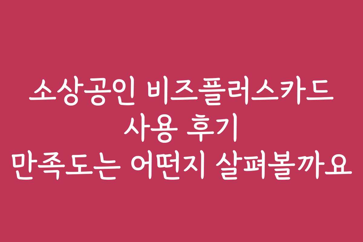 소상공인 비즈플러스카드 사용 후기 만족도는 어떤지 살펴볼까요