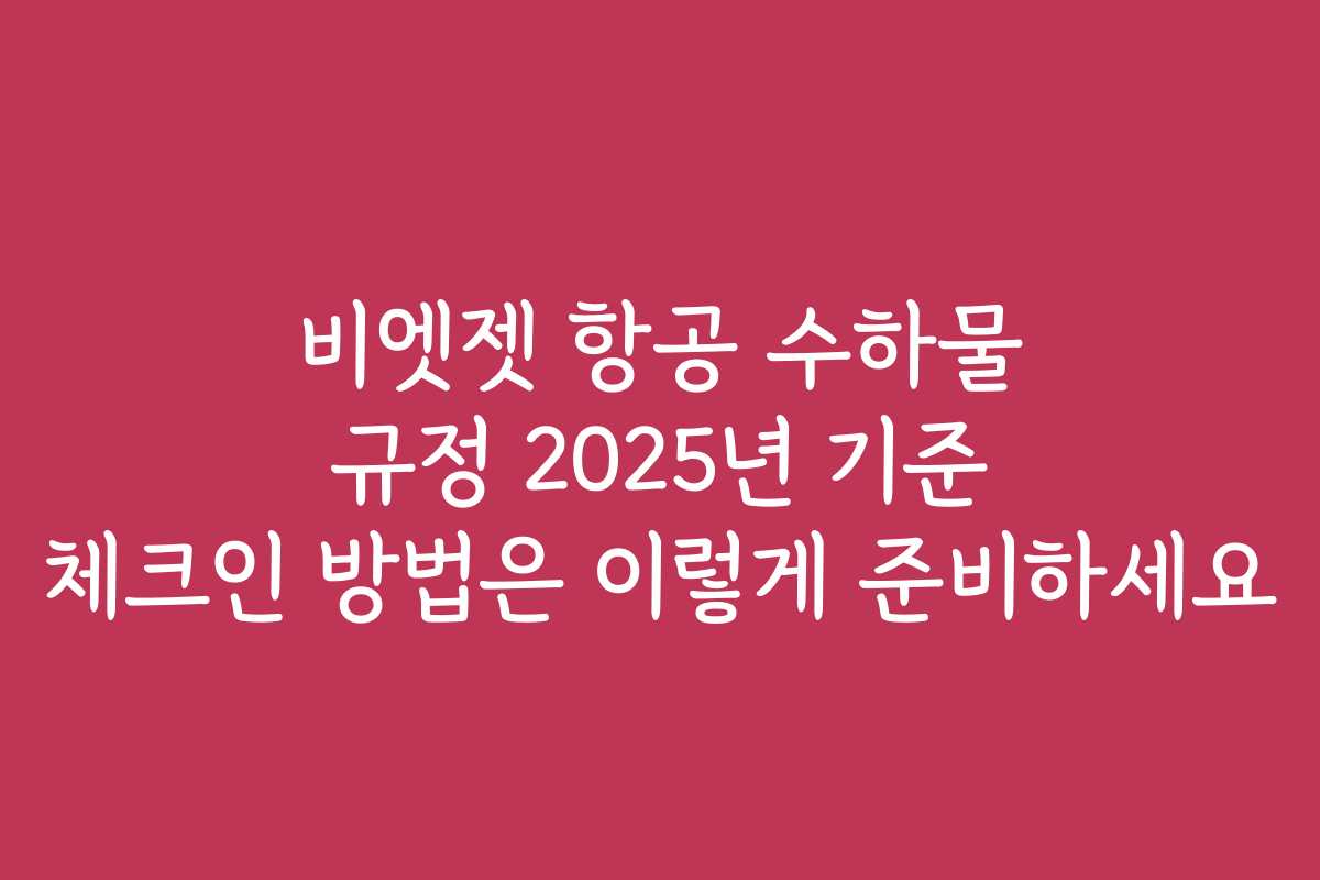 비엣젯 항공 수하물 규정 2025년 기준 체크인 방법은 이렇게 준비하세요