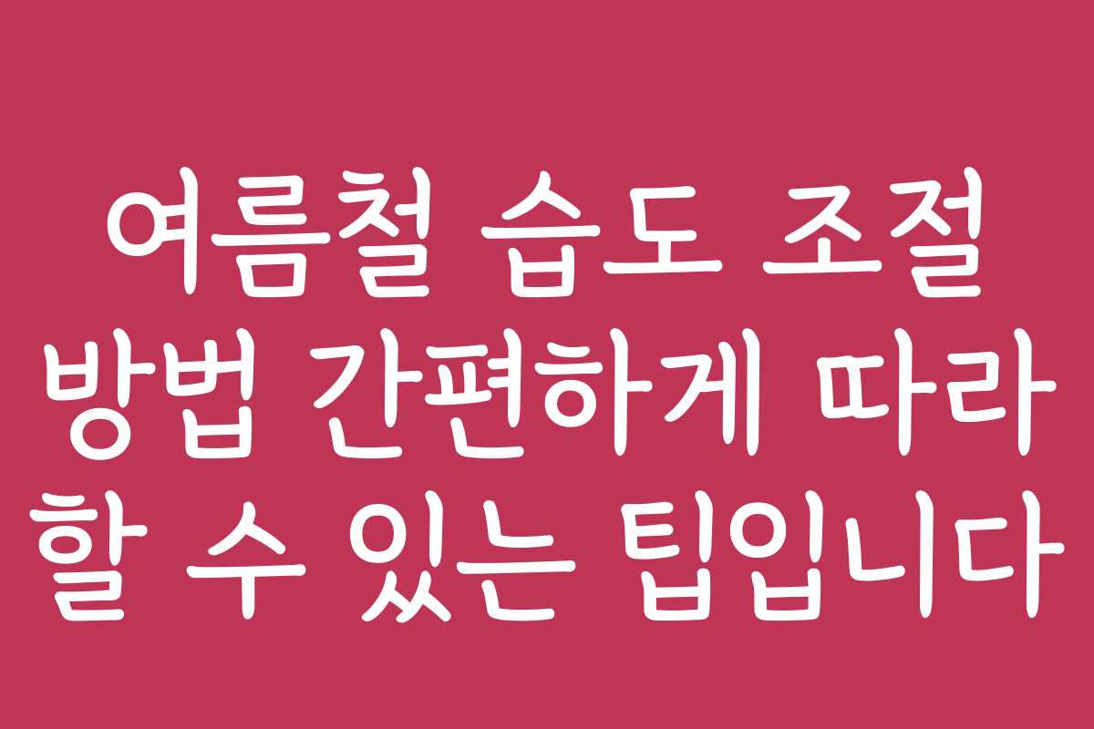 여름철 습도 조절 방법 간편하게 따라 할 수 있는 팁입니다