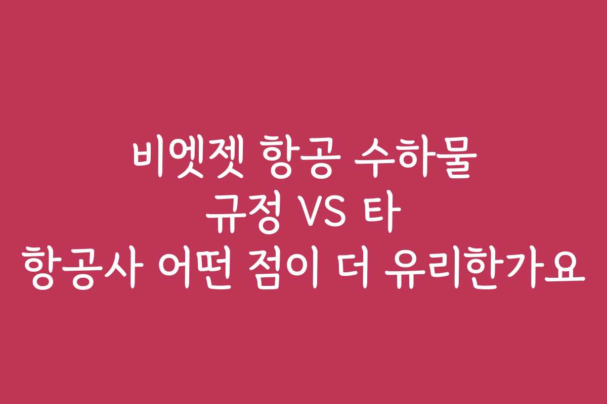 비엣젯 항공 수하물 규정 VS 타 항공사 어떤 점이 더 유리한가요