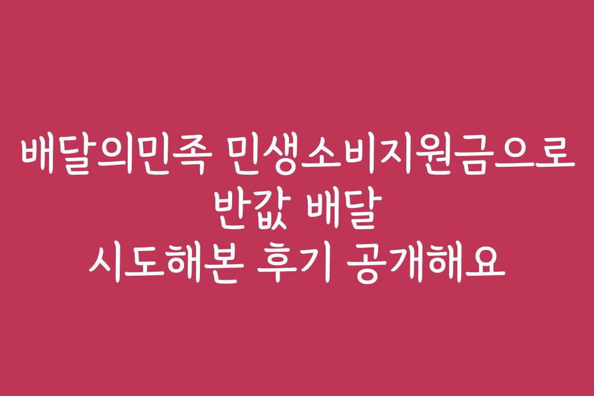배달의민족 민생소비지원금으로 반값 배달 시도해본 후기 공개해요