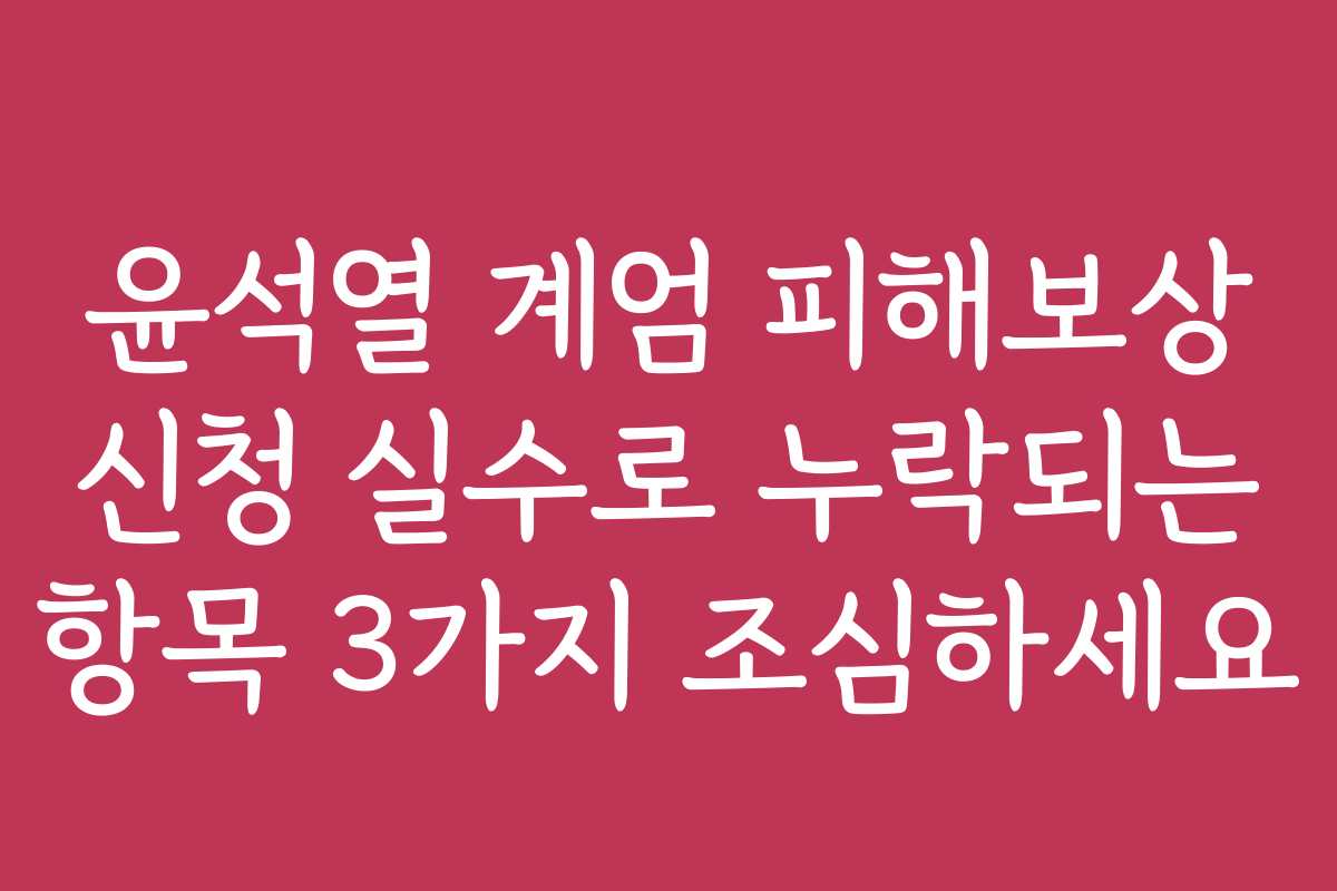 윤석열 계엄 피해보상 신청 실수로 누락되는 항목 3가지 조심하세요