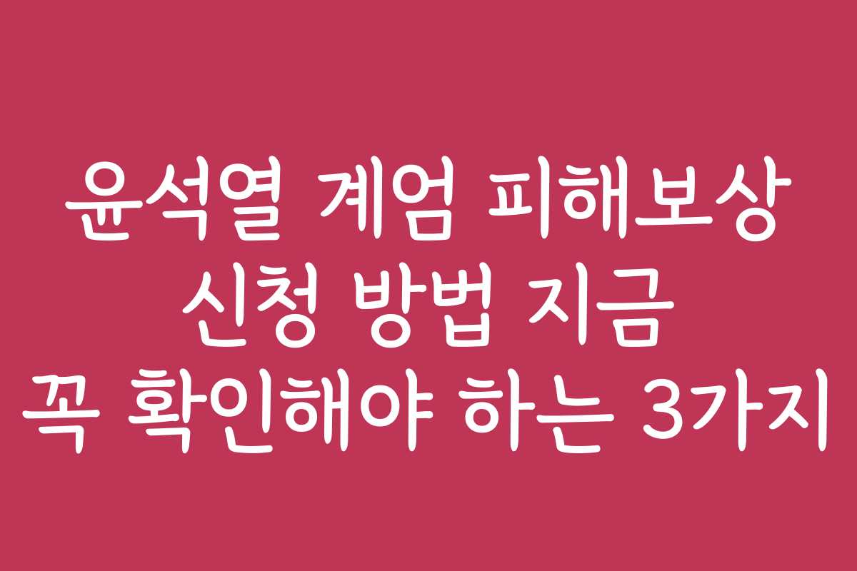 윤석열 계엄 피해보상 신청 방법 지금 꼭 확인해야 하는 3가지