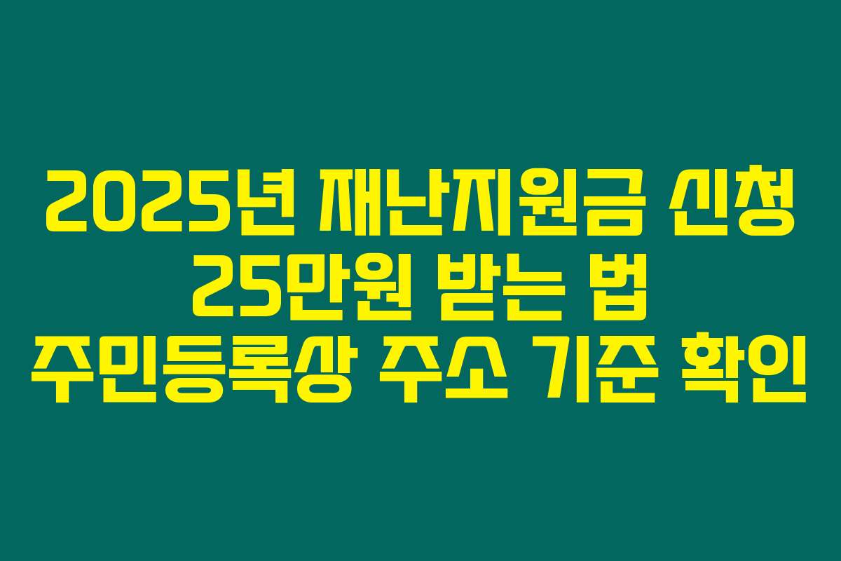 2025년 재난지원금 신청 25만원 받는 법 주민등록상 주소 기준 확인