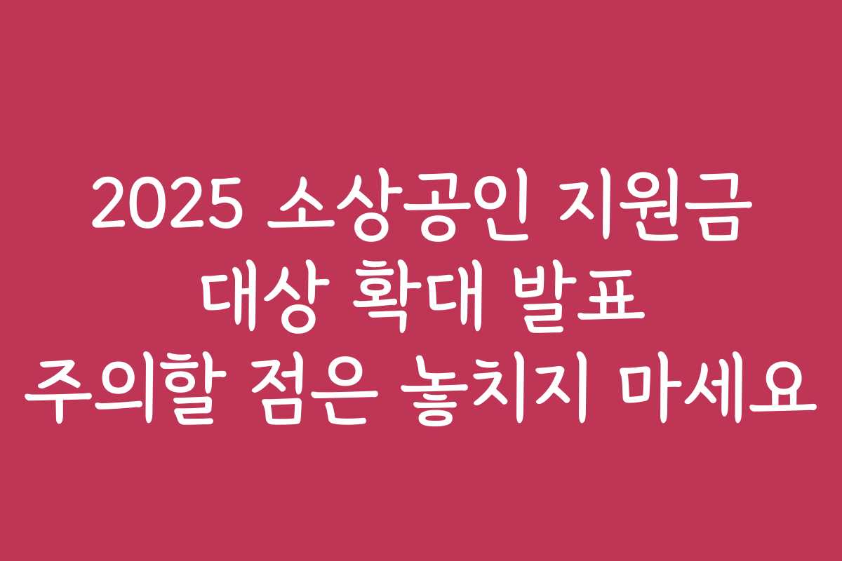 2025 소상공인 지원금 대상 확대 발표 주의할 점은 놓치지 마세요