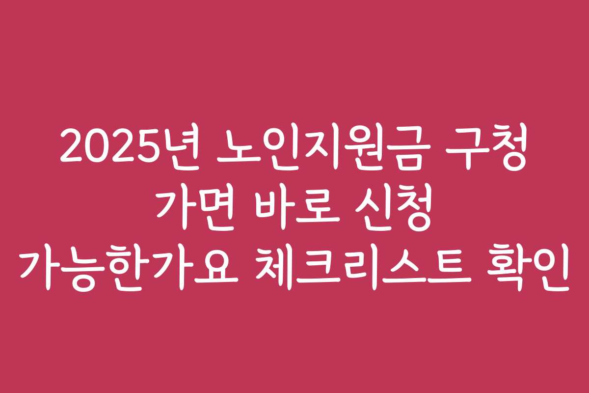2025년 노인지원금 구청 가면 바로 신청 가능한가요 체크리스트 확인