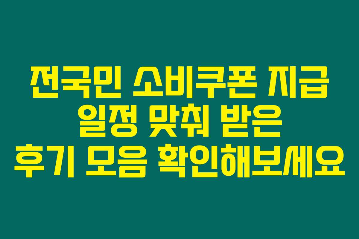전국민 소비쿠폰 지급 일정 맞춰 받은 후기 모음 확인해보세요