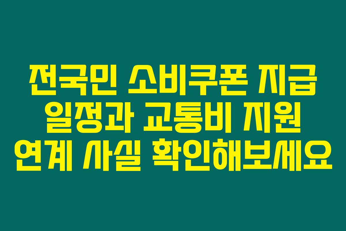 전국민 소비쿠폰 지급 일정과 교통비 지원 연계 사실 확인해보세요