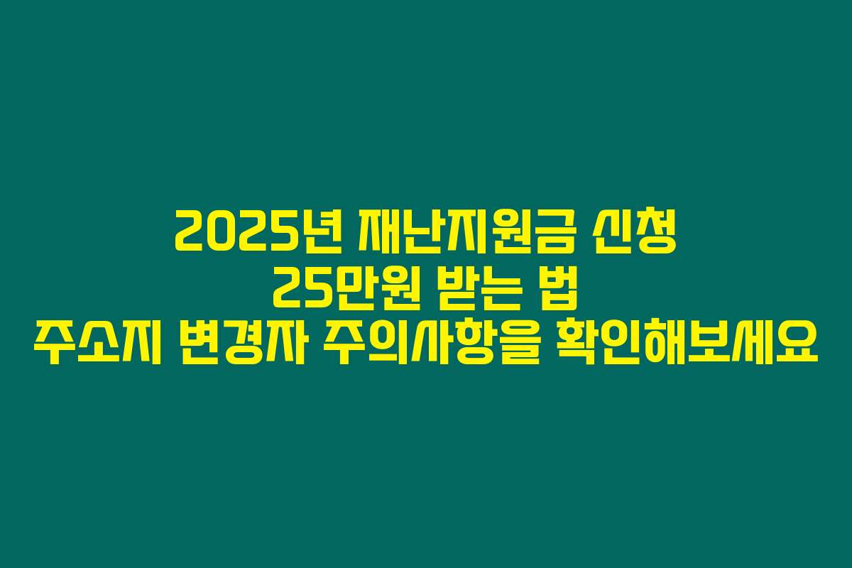 2025년 재난지원금 신청 25만원 받는 법 주소지 변경자 주의사항을 확인해보세요
