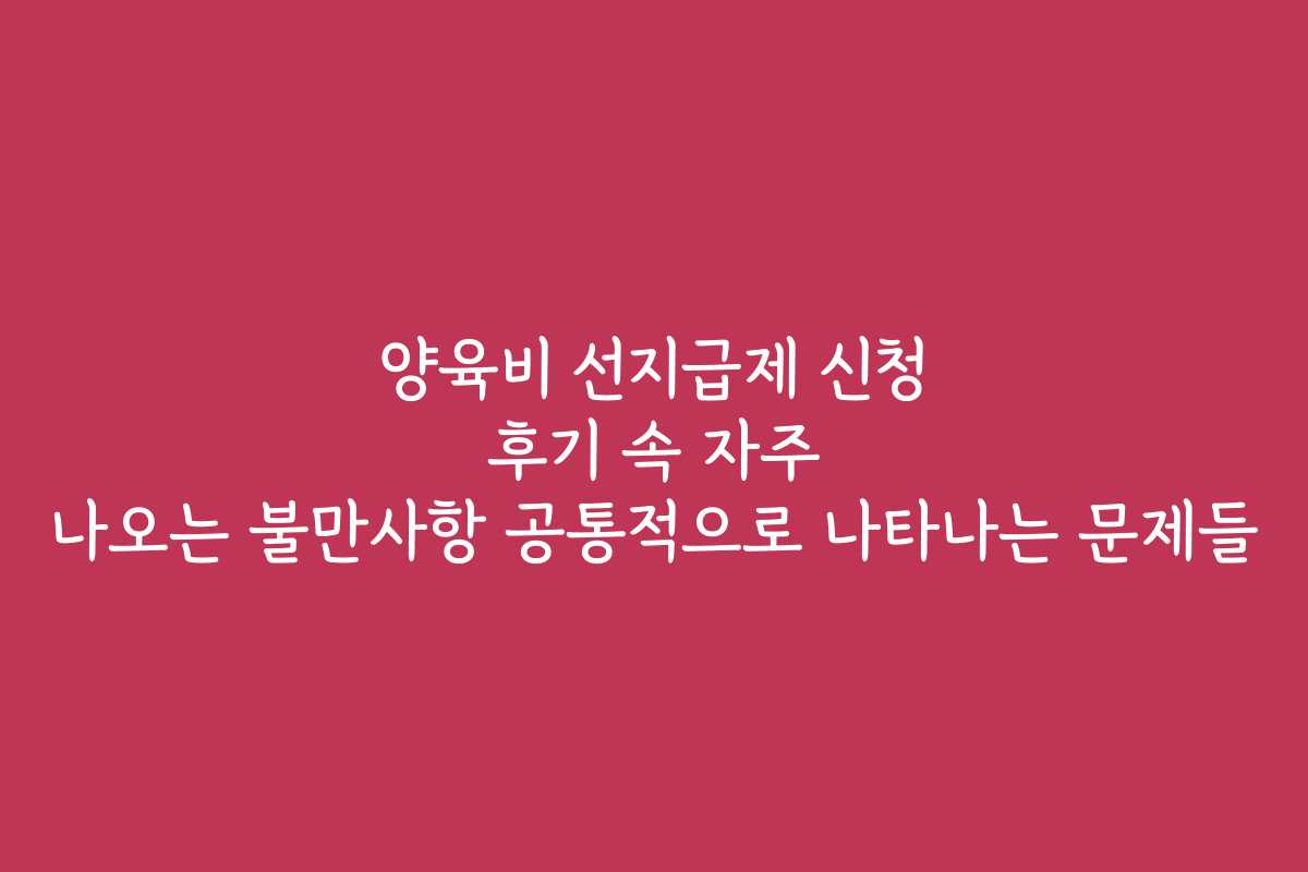 양육비 선지급제 신청 후기 속 자주 나오는 불만사항 공통적으로 나타나는 문제들