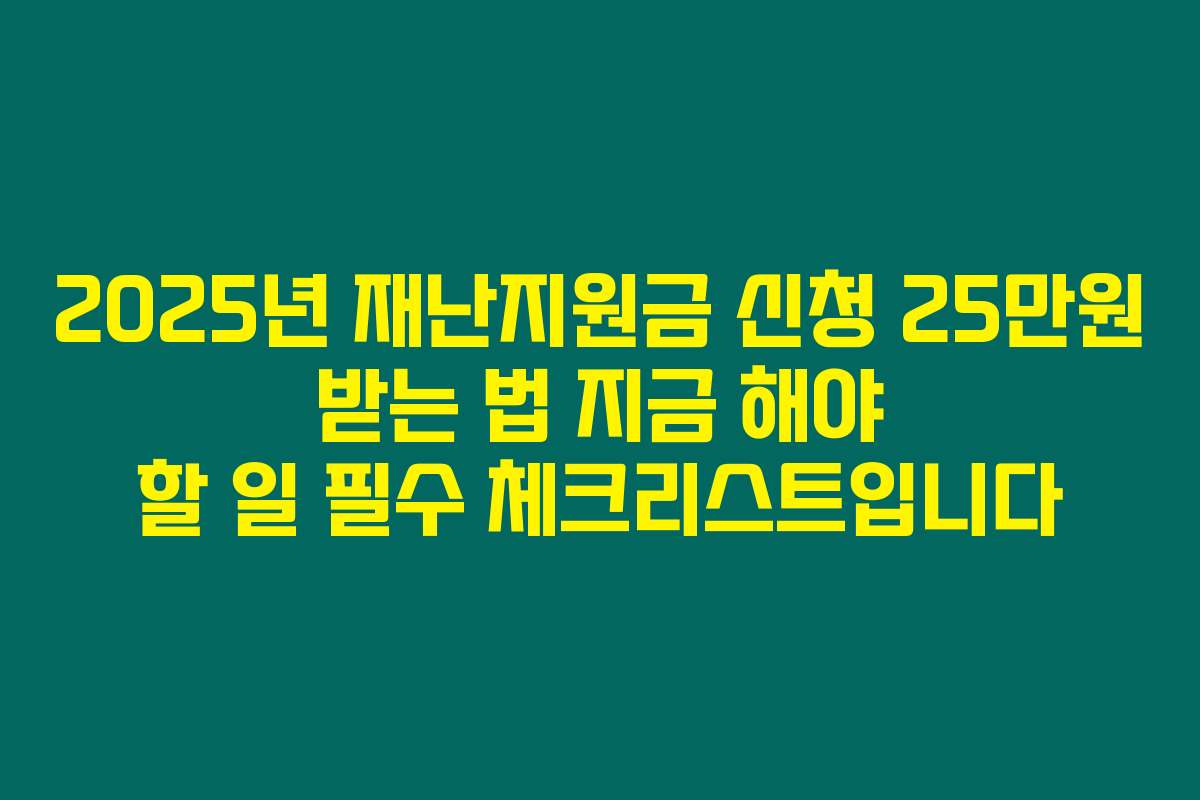 2025년 재난지원금 신청 25만원 받는 법 지금 해야 할 일 필수 체크리스트입니다