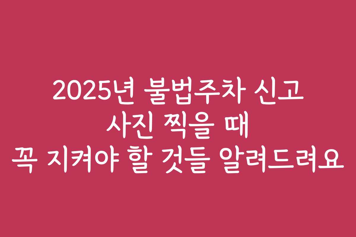 2025년 불법주차 신고 사진 찍을 때 꼭 지켜야 할 것들 알려드려요