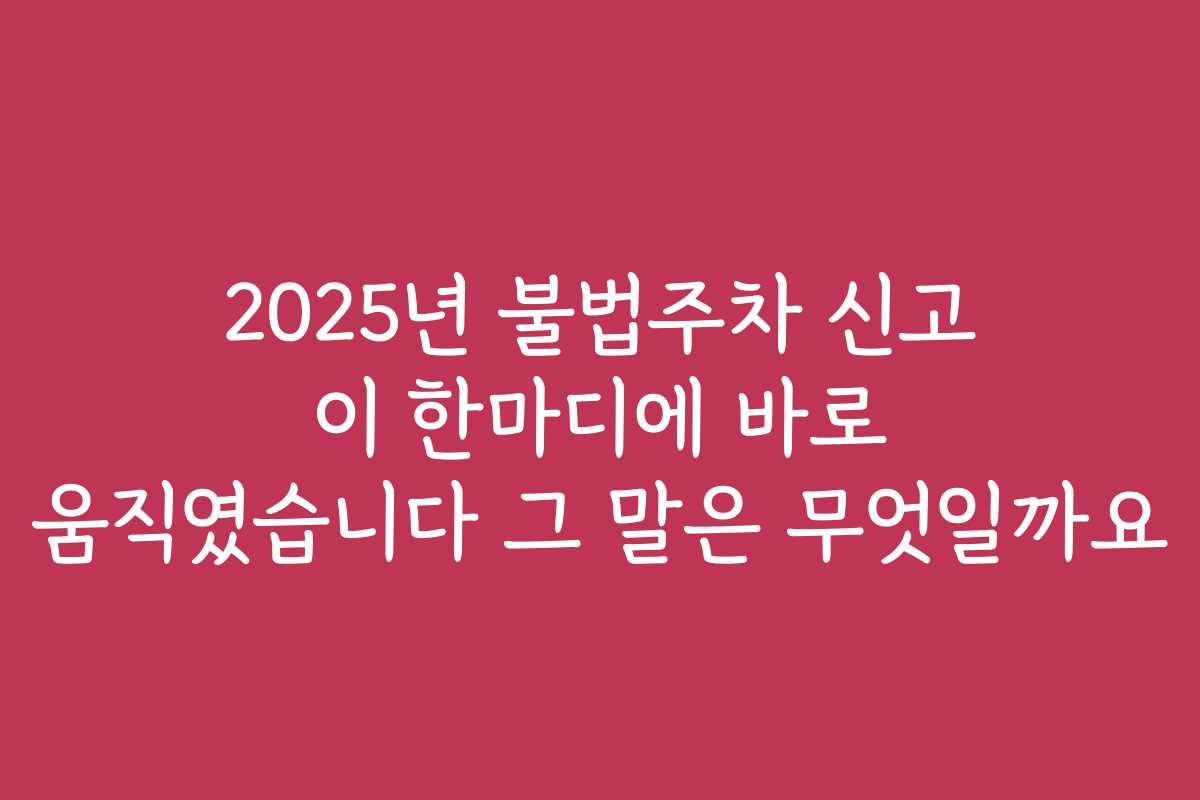2025년 불법주차 신고 이 한마디에 바로 움직였습니다 그 말은 무엇일까요
