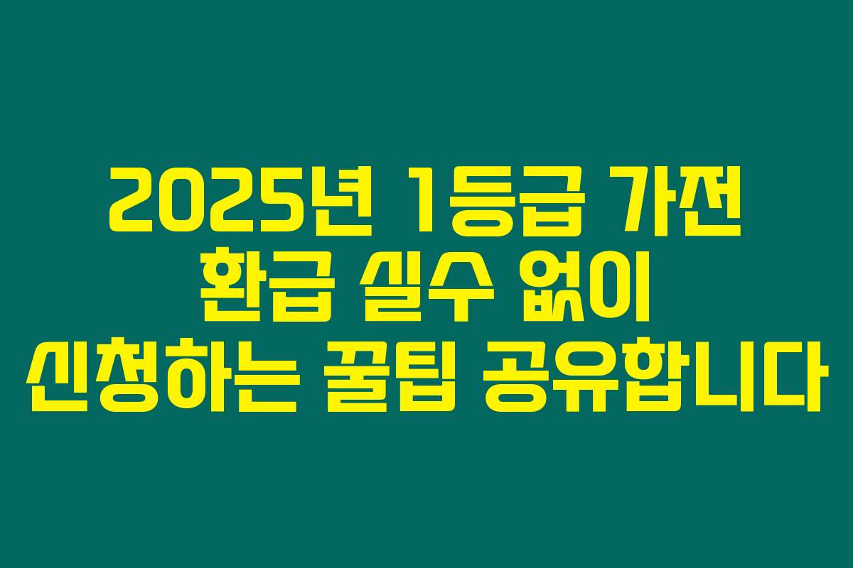 2025년 1등급 가전 환급 실수 없이 신청하는 꿀팁 공유합니다