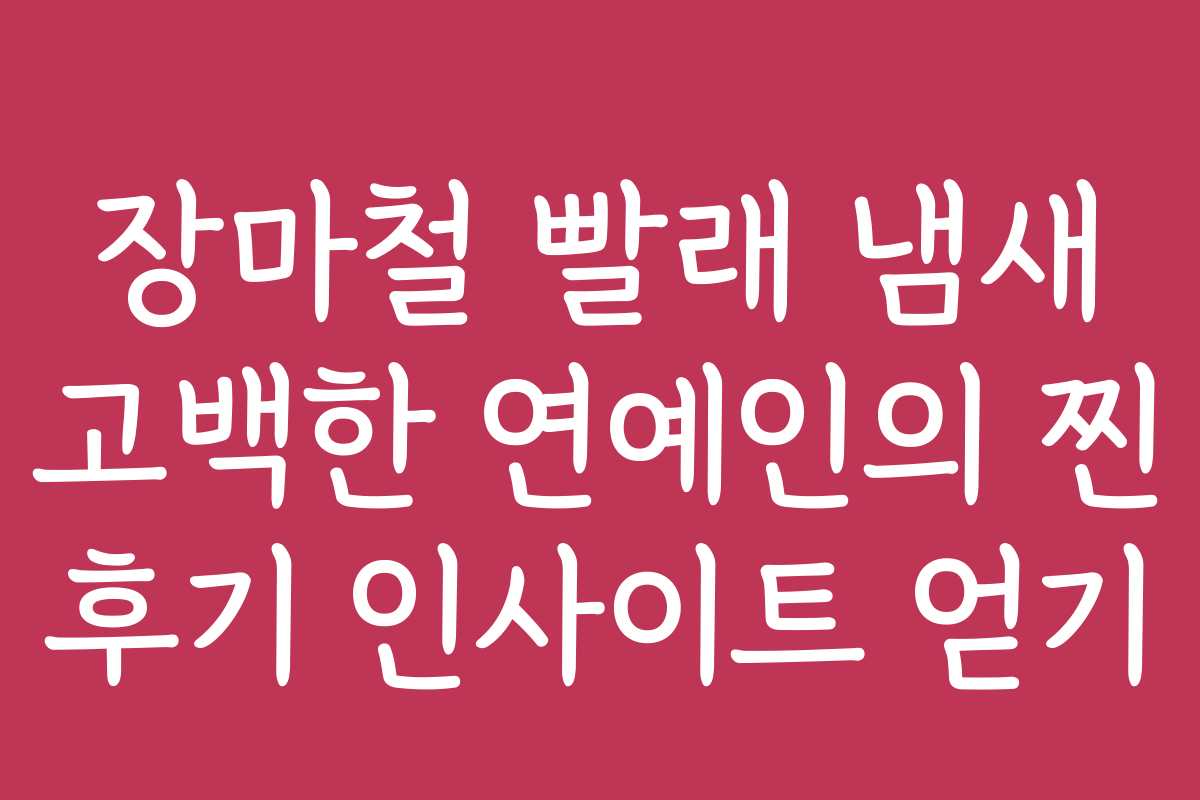 장마철 빨래 냄새 고백한 연예인의 찐 후기 인사이트 얻기