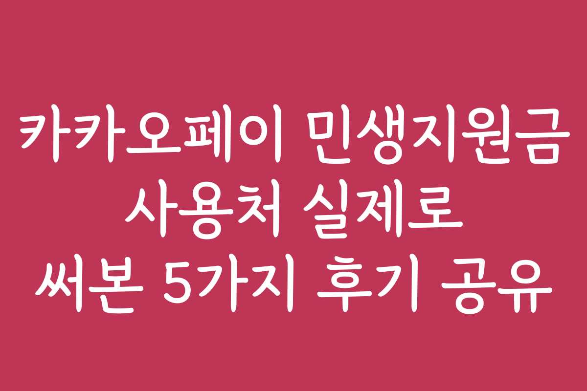 카카오페이 민생지원금 사용처 실제로 써본 5가지 후기 공유
