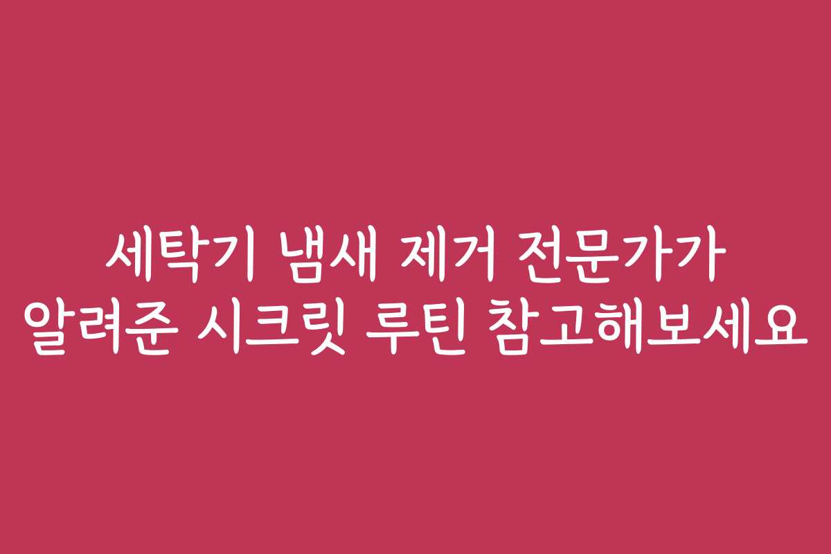 세탁기 냄새 제거 전문가가 알려준 시크릿 루틴 참고해보세요