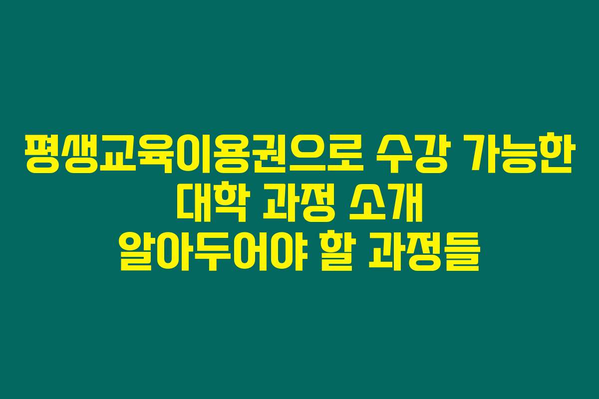 평생교육이용권으로 수강 가능한 대학 과정 소개 알아두어야 할 과정들