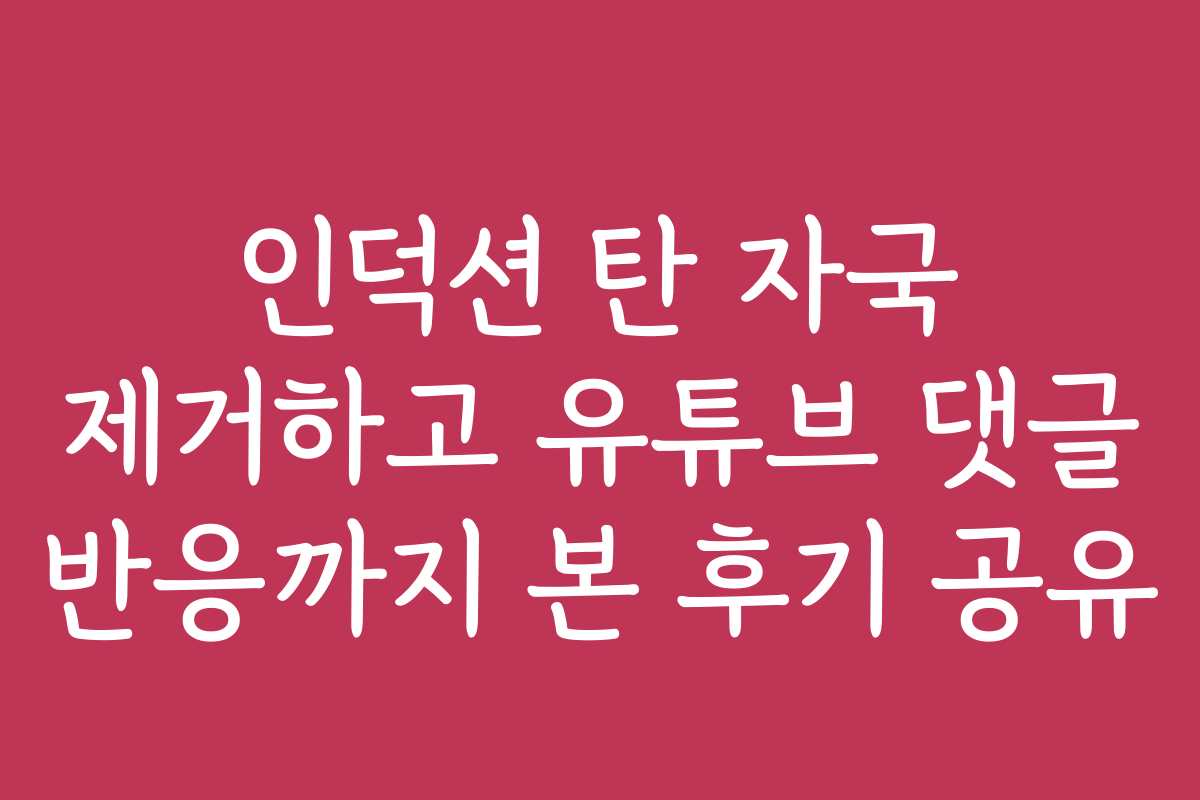 인덕션 탄 자국 제거하고 유튜브 댓글 반응까지 본 후기 공유