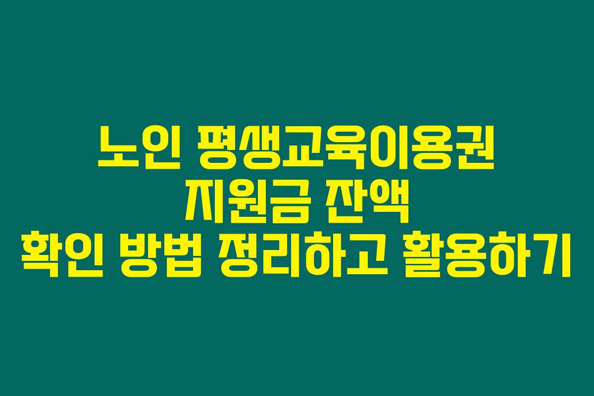 노인 평생교육이용권 지원금 잔액 확인 방법 정리하고 활용하기