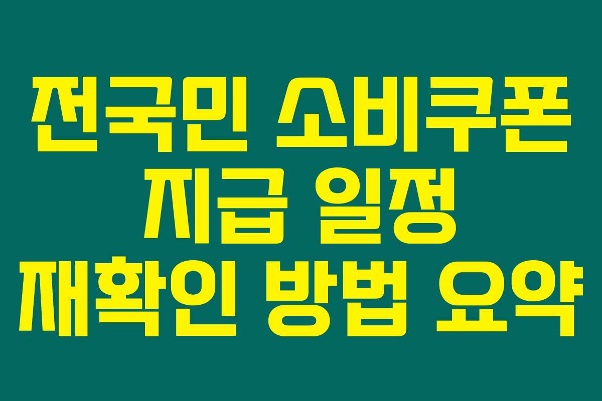 전국민 소비쿠폰 지급 일정 재확인 방법 요약