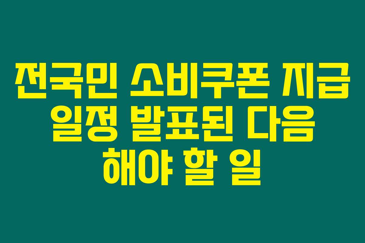 전국민 소비쿠폰 지급 일정 발표된 다음 해야 할 일