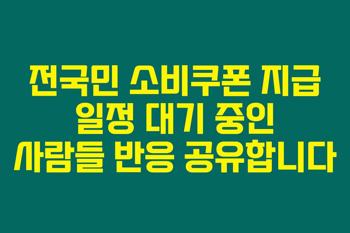 전국민 소비쿠폰 지급 일정 대기 중인 사람들 반응 공유합니다