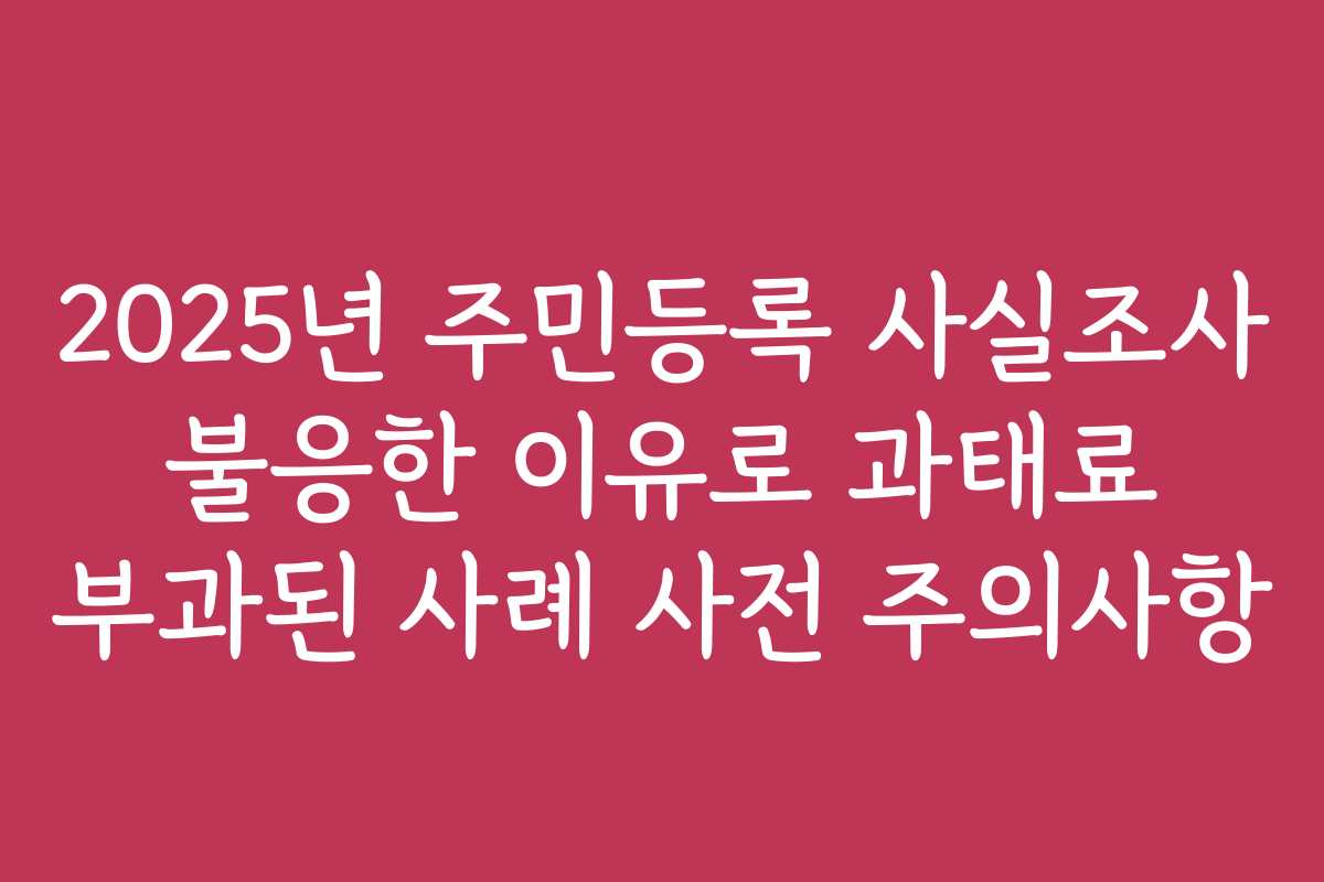 2025년 주민등록 사실조사 불응한 이유로 과태료 부과된 사례 사전 주의사항