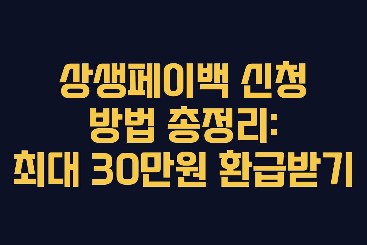 상생페이백 신청 방법 총정리: 최대 30만원 환급받기