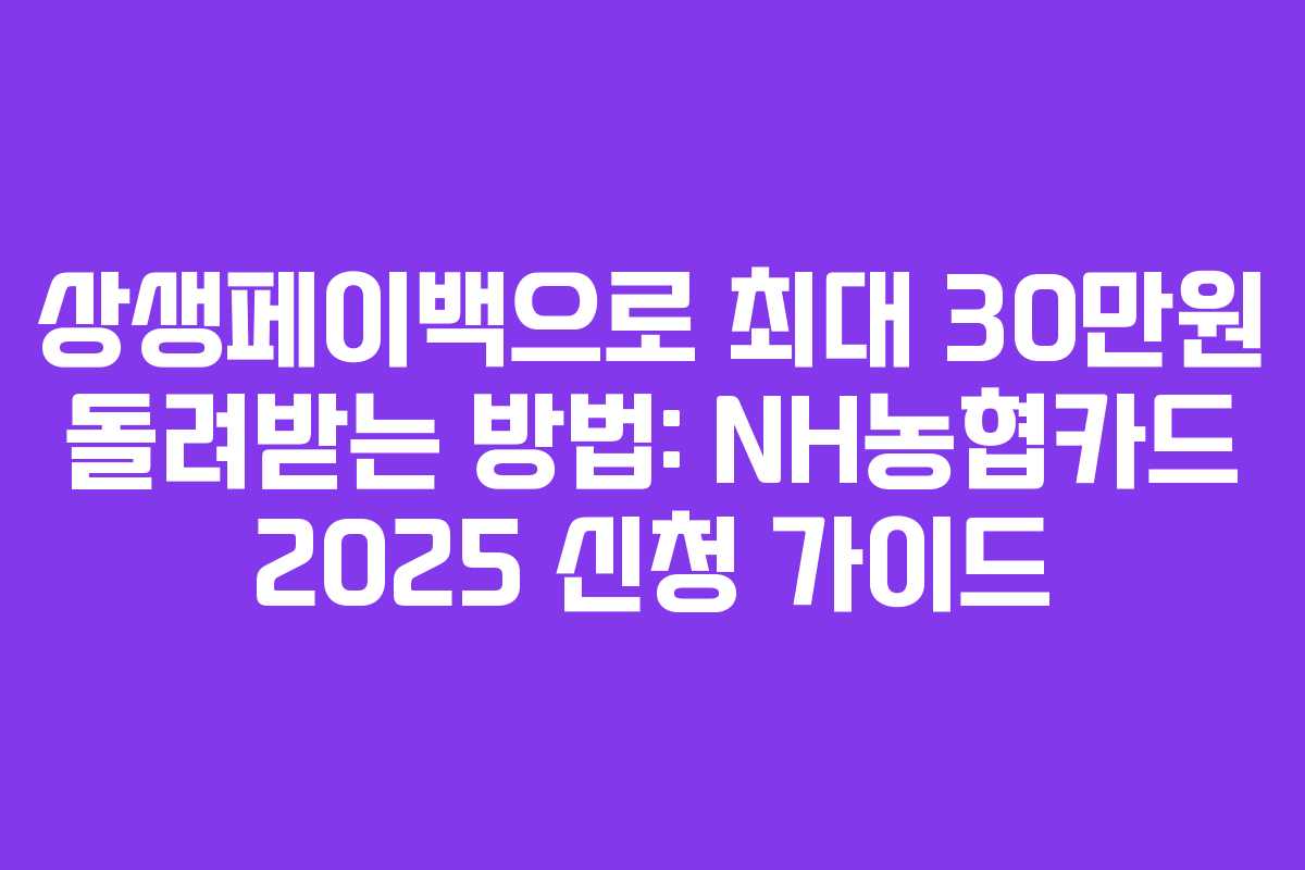 상생페이백으로 최대 30만원 돌려받는 방법: NH농협카드 2025 신청 가이드