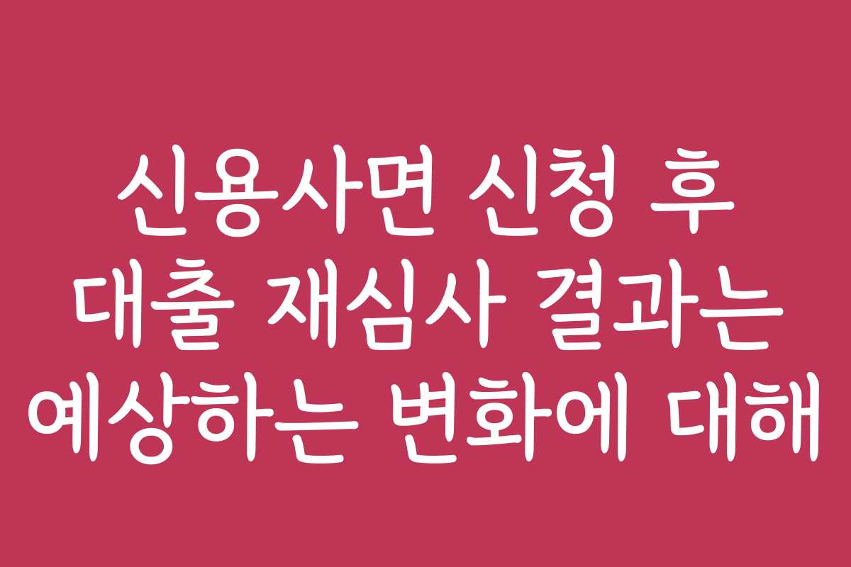 신용사면 신청 후 대출 재심사 결과는 예상하는 변화에 대해