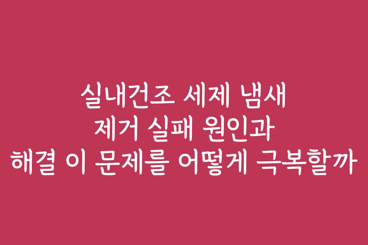 실내건조 세제 냄새 제거 실패 원인과 해결 이 문제를 어떻게 극복할까