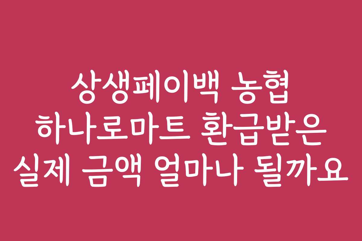 상생페이백 농협 하나로마트 환급받은 실제 금액 얼마나 될까요