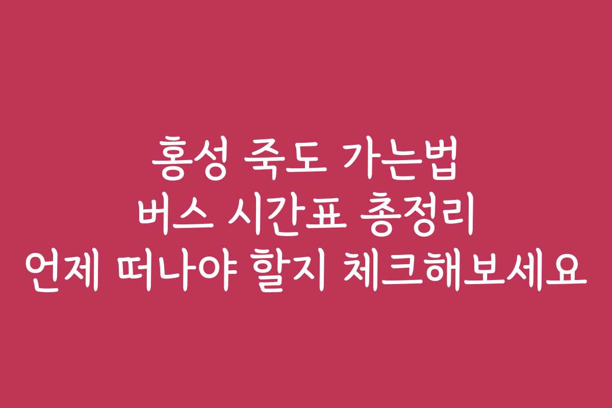 홍성 죽도 가는법 버스 시간표 총정리 언제 떠나야 할지 체크해보세요