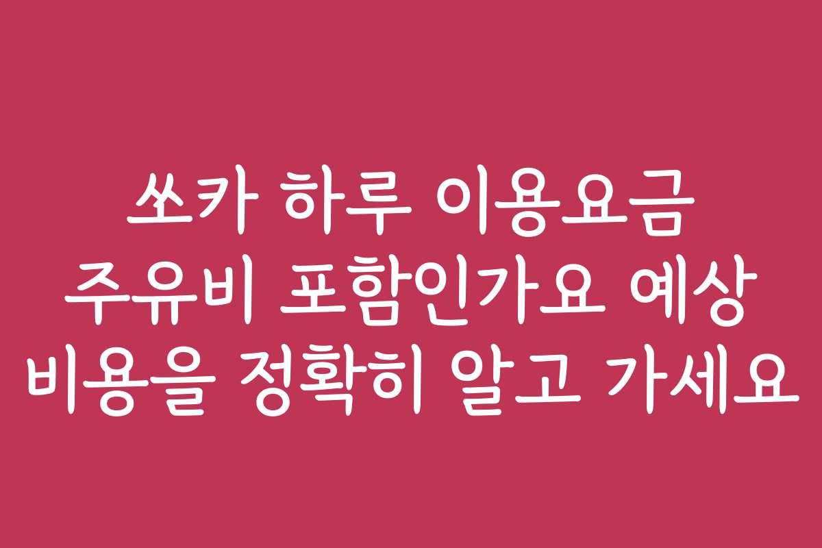 쏘카 하루 이용요금 주유비 포함인가요 예상 비용을 정확히 알고 가세요