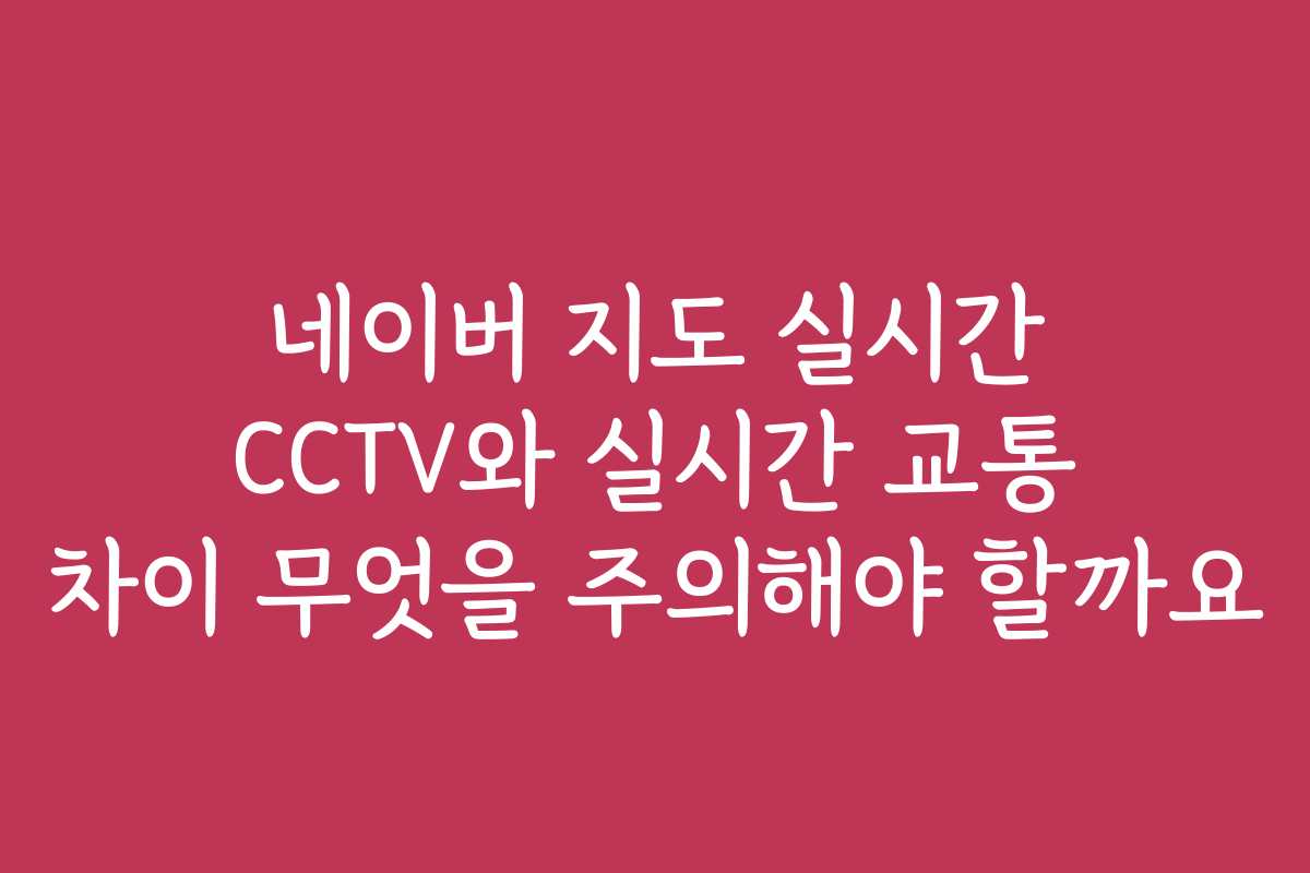네이버 지도 실시간 CCTV와 실시간 교통 차이 무엇을 주의해야 할까요