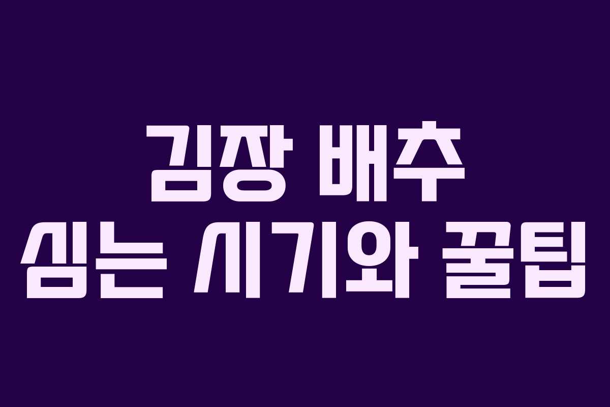 김장 배추 심는 시기와 꿀팁