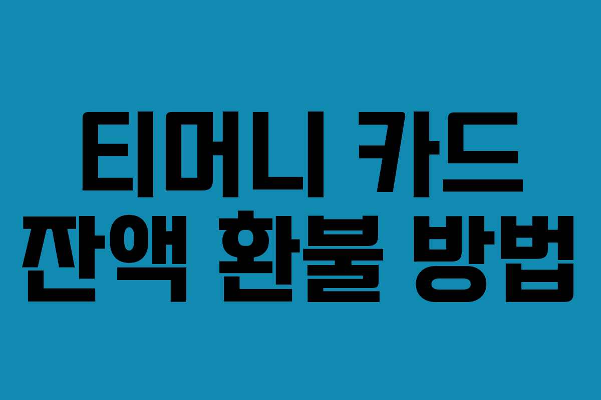 티머니 카드 잔액 환불 방법