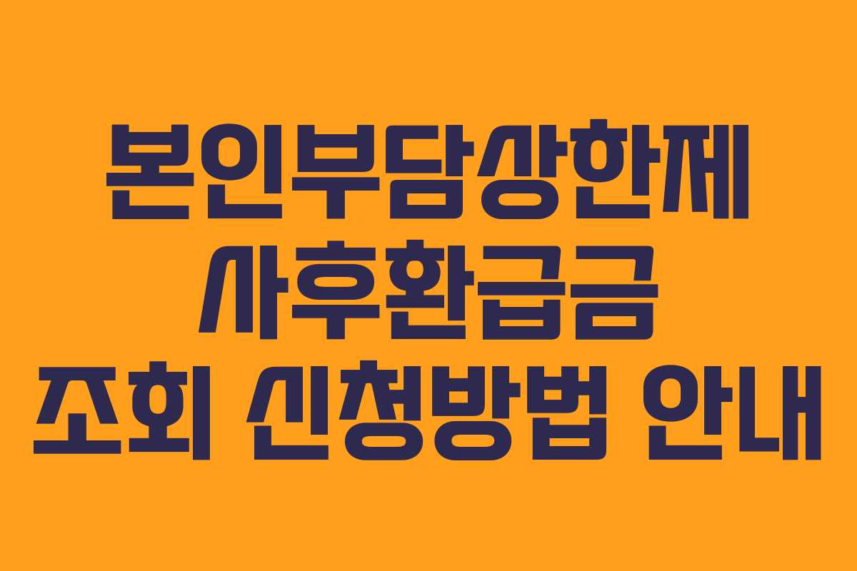 본인부담상한제 사후환급금 조회 신청방법 안내