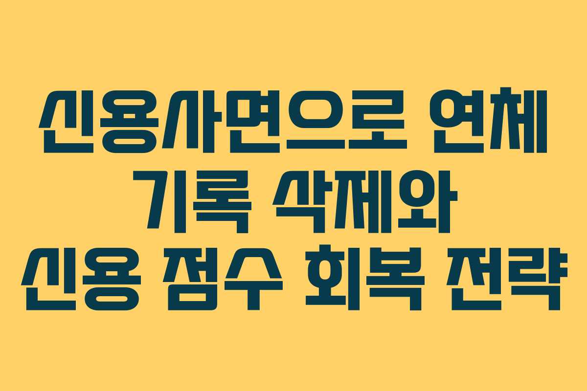 신용사면으로 연체 기록 삭제와 신용 점수 회복 전략