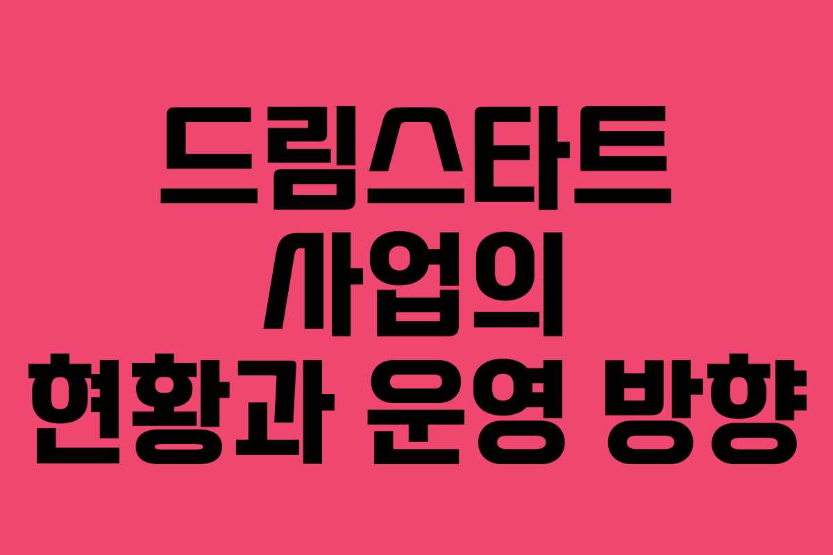 드림스타트 사업의 현황과 운영 방향