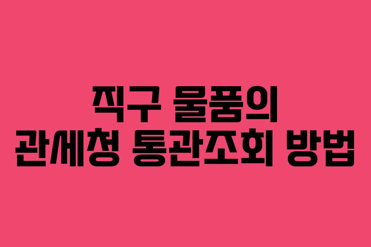 직구 물품의 관세청 통관조회 방법
