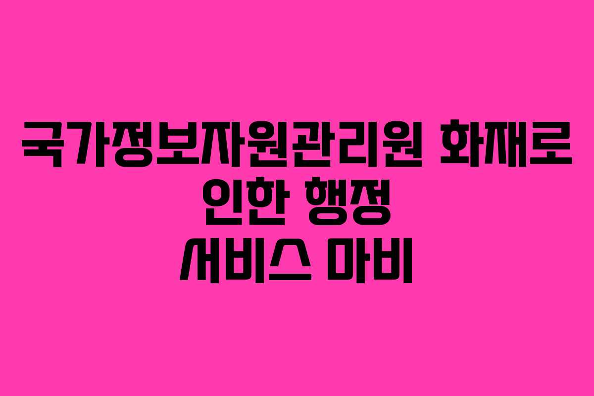 국가정보자원관리원 화재로 인한 행정 서비스 마비