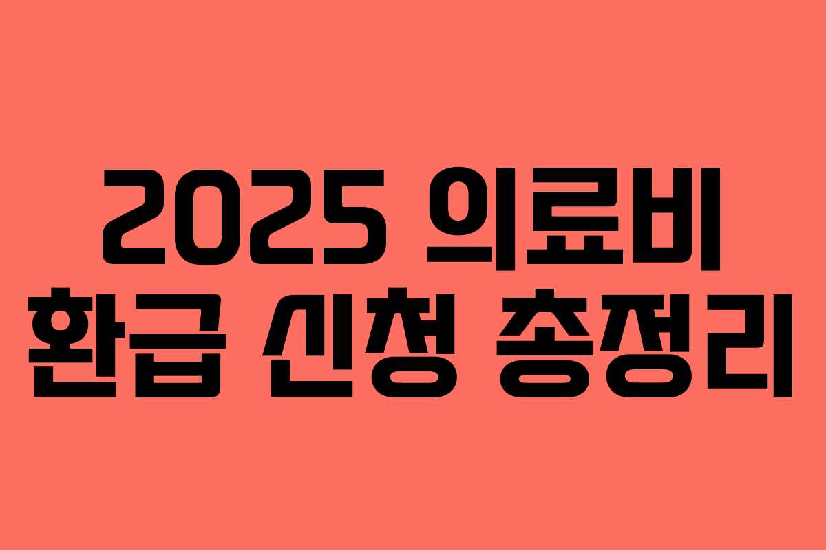 2025 의료비 환급 신청 총정리 2025 의료비 환급 신청 총정리