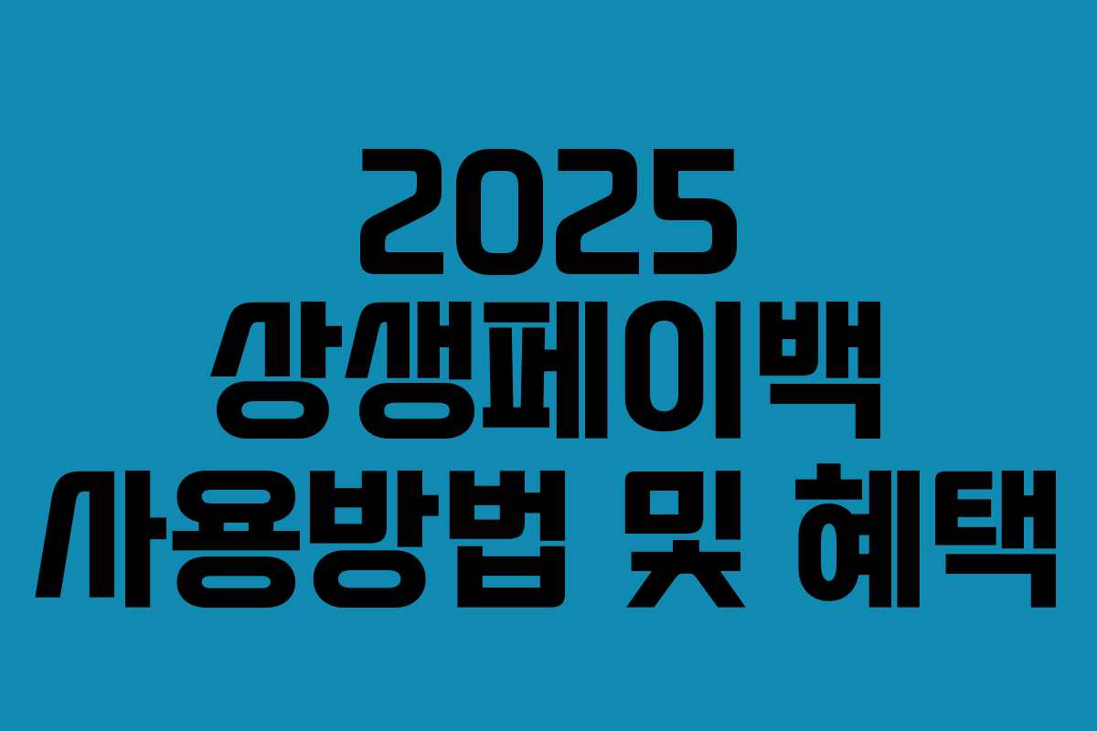 2025 상생페이백 사용방법 및 혜택 2025 상생페이백 사용방법 및 혜택