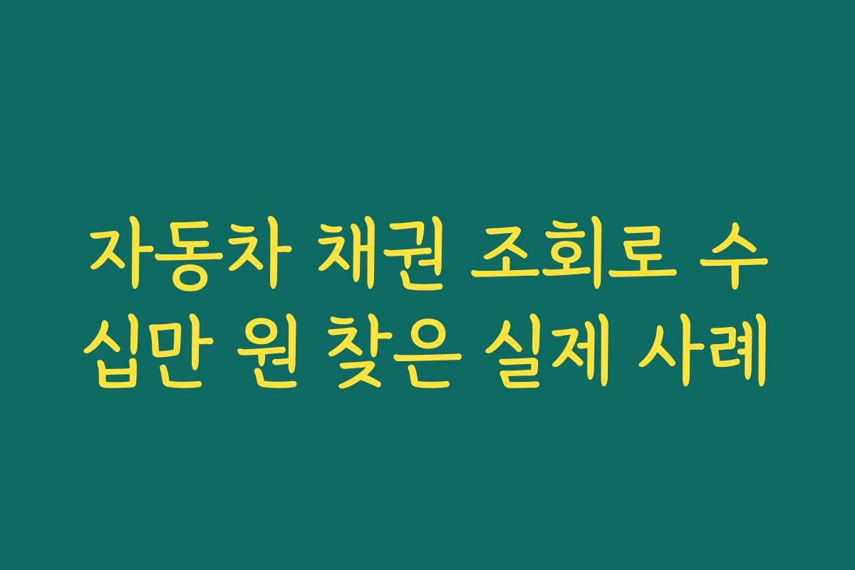자동차 채권 조회로 수십만 원 찾은 실제 사례