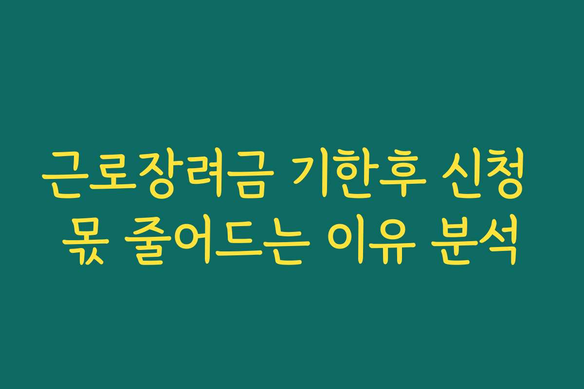 근로장려금 기한후 신청 몫 줄어드는 이유 분석 근로장려금 기한후 신청 몫 줄어드는 이유 분석